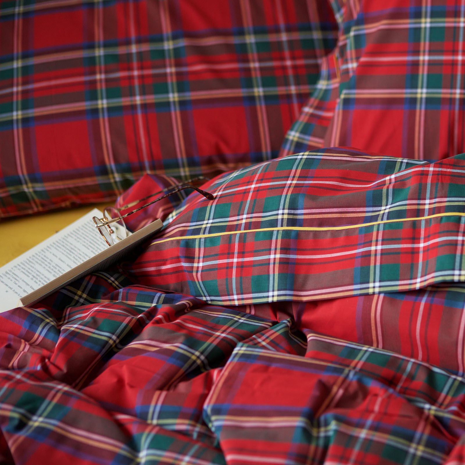 Copripiumino bordo cuori e scozzese, su misura, colore rosso bordeaux, per  letto matrimoniale, singolo e piazza e mezza - Montdore