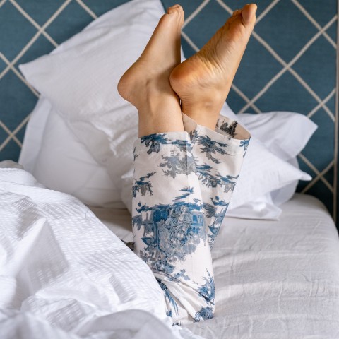 Toile de Jouy Blue - Cotton Percale Women Pajama